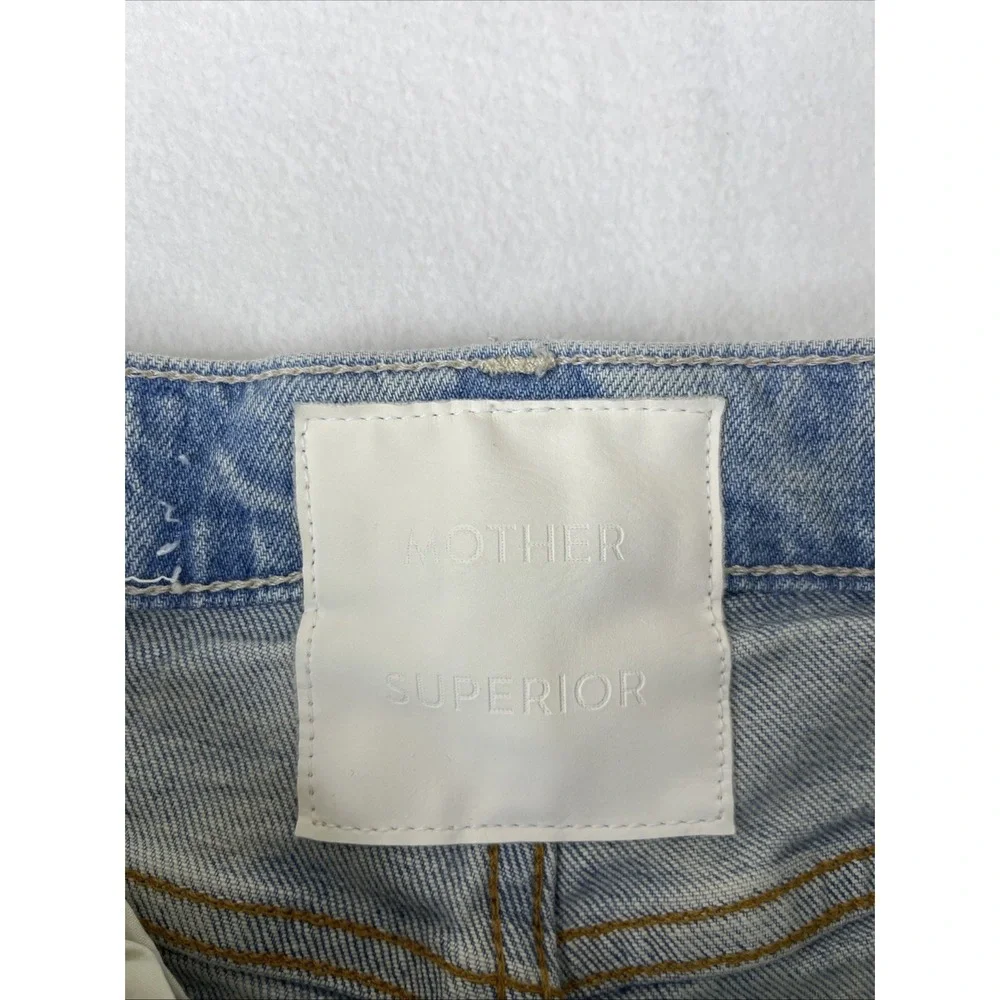 Mother Superior The Tomcat The Confession Distressed High Waisted Jeans 24 Blue